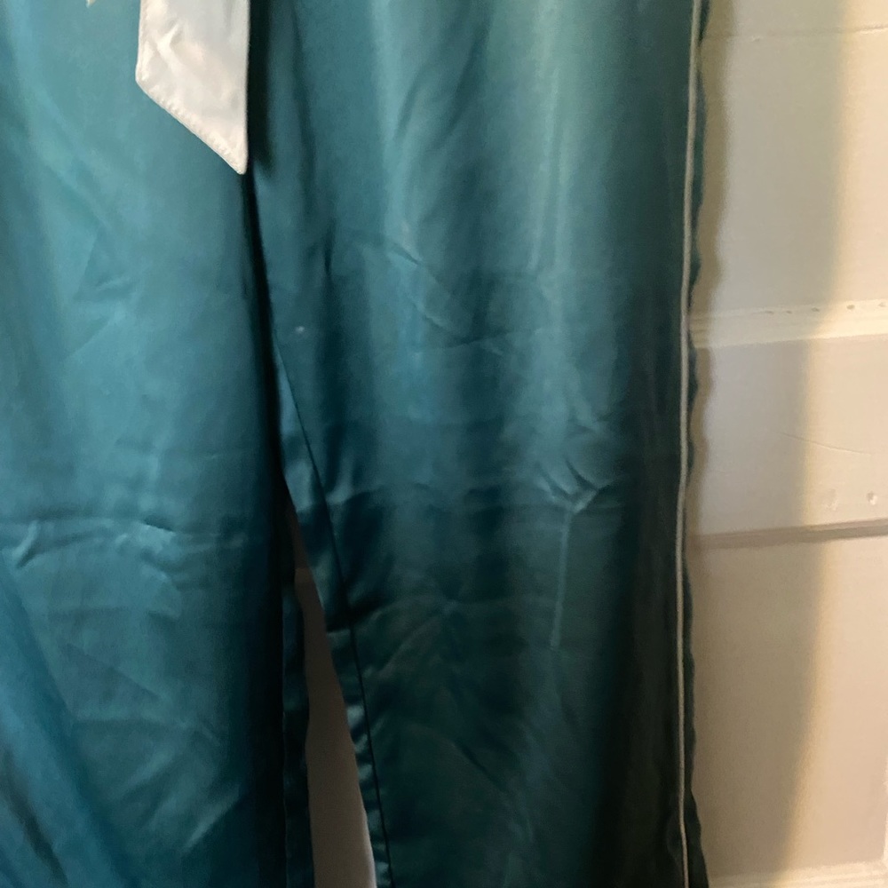 NWT! Abercrombie & Fitch Pajama Pant Satin Bottoms Green Medium - Picture 12 of 16